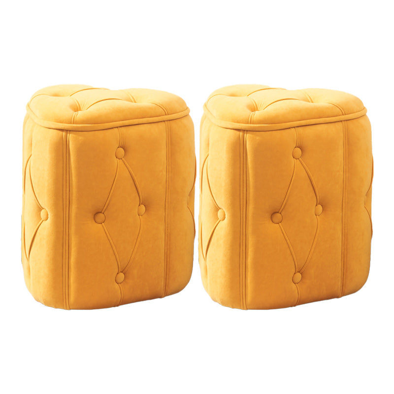 Orange Velvet Pouf Specialty Pouf Stain Resistant Indoor Pouf Yellow 2 Piece Set Clearhalo 'furn' 'furn_ottomans_poufs' 'Furniture' 'Living Room Furniture' 'Ottomans & Poufs' 'ottomans_poufs' 6360135