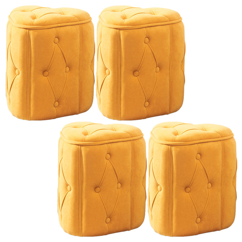 Orange Velvet Pouf Specialty Pouf Stain Resistant Indoor Pouf Yellow 4 Piece Set Clearhalo 'furn' 'furn_ottomans_poufs' 'Furniture' 'Living Room Furniture' 'Ottomans & Poufs' 'ottomans_poufs' 6360138