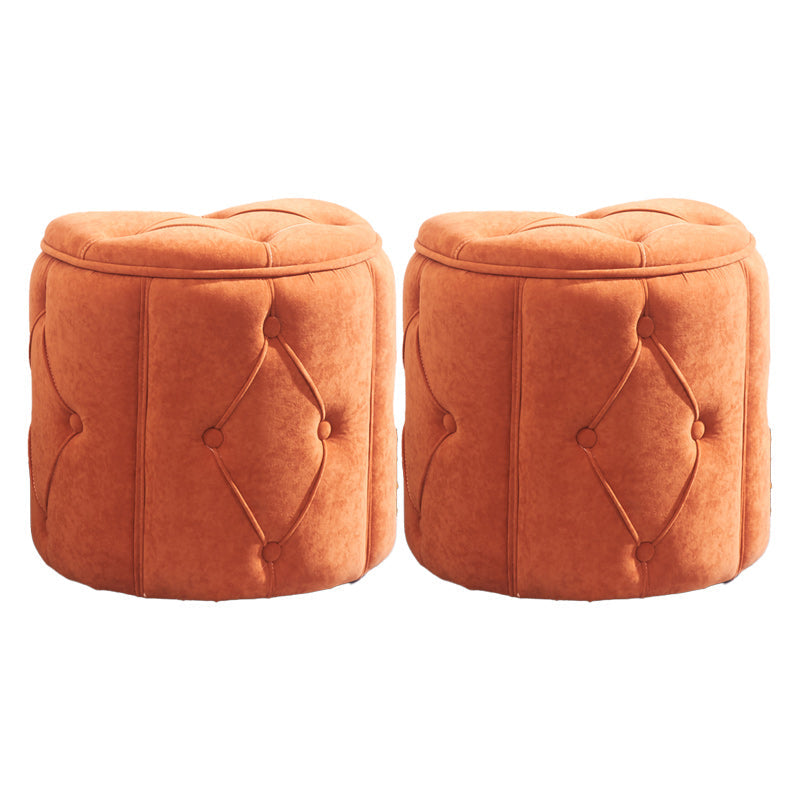 Orange Velvet Pouf Specialty Pouf Stain Resistant Indoor Pouf Orange 2 Piece Set Clearhalo 'furn' 'furn_ottomans_poufs' 'Furniture' 'Living Room Furniture' 'Ottomans & Poufs' 'ottomans_poufs' 6360141