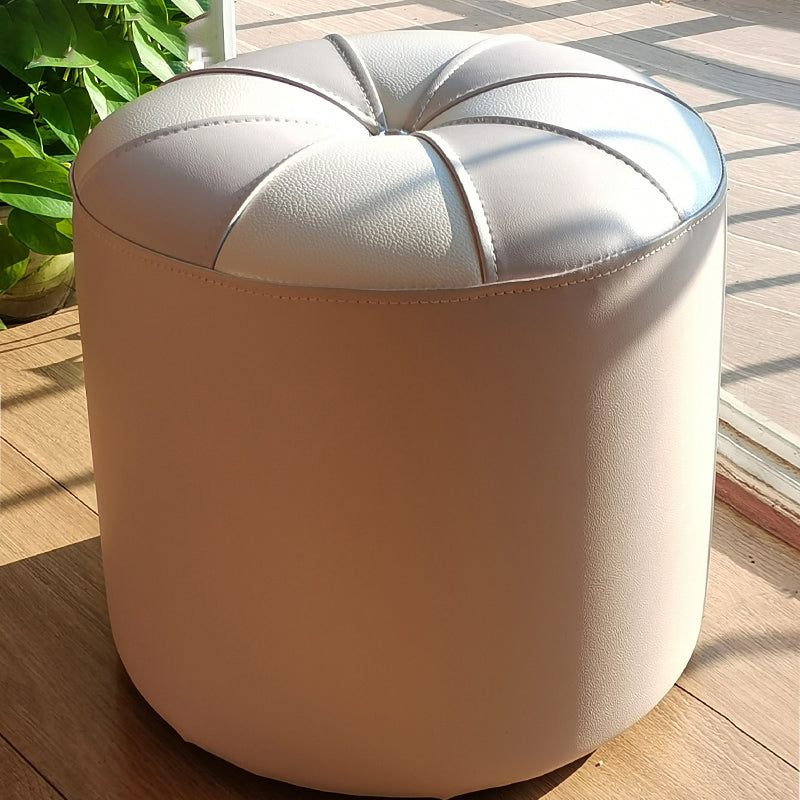 Dark Brown Round Pouf Stain Resistant Color Piece Pouf for Living Room 14.6"L x 14.6"W x 15"H Gray-White 1 Piece Clearhalo 'furn' 'furn_ottomans_poufs' 'Furniture' 'Living Room Furniture' 'Ottomans & Poufs' 'ottomans_poufs' 6360194