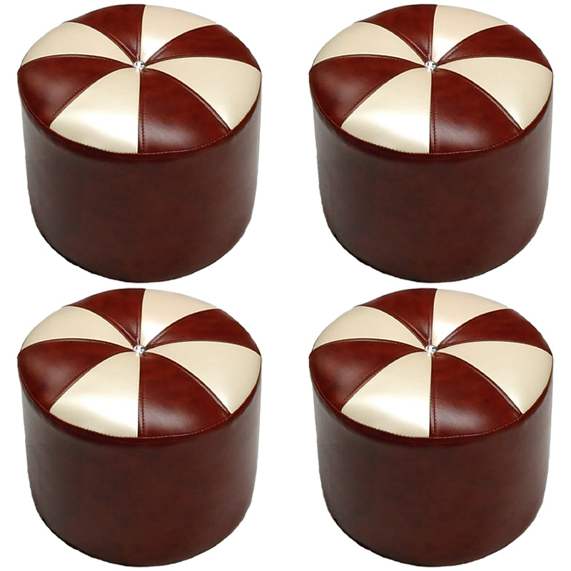 Dark Brown Round Pouf Stain Resistant Color Piece Pouf for Living Room 14.6"L x 14.6"W x 11.8"H Brown 4 Piece Set Clearhalo 'furn' 'furn_ottomans_poufs' 'Furniture' 'Living Room Furniture' 'Ottomans & Poufs' 'ottomans_poufs' 6360195