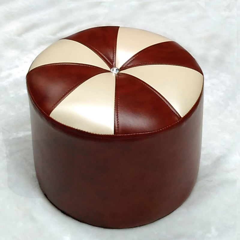Dark Brown Round Pouf Stain Resistant Color Piece Pouf for Living Room 14.6"L x 14.6"W x 11.8"H Brown 1 Piece Clearhalo 'furn' 'furn_ottomans_poufs' 'Furniture' 'Living Room Furniture' 'Ottomans & Poufs' 'ottomans_poufs' 6360196