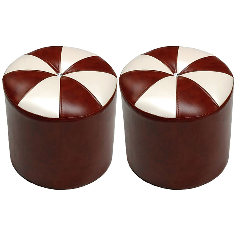 Dark Brown Round Pouf Stain Resistant Color Piece Pouf for Living Room 14.6"L x 14.6"W x 15"H Brown 2 Piece Set Clearhalo 'furn' 'furn_ottomans_poufs' 'Furniture' 'Living Room Furniture' 'Ottomans & Poufs' 'ottomans_poufs' 6360197