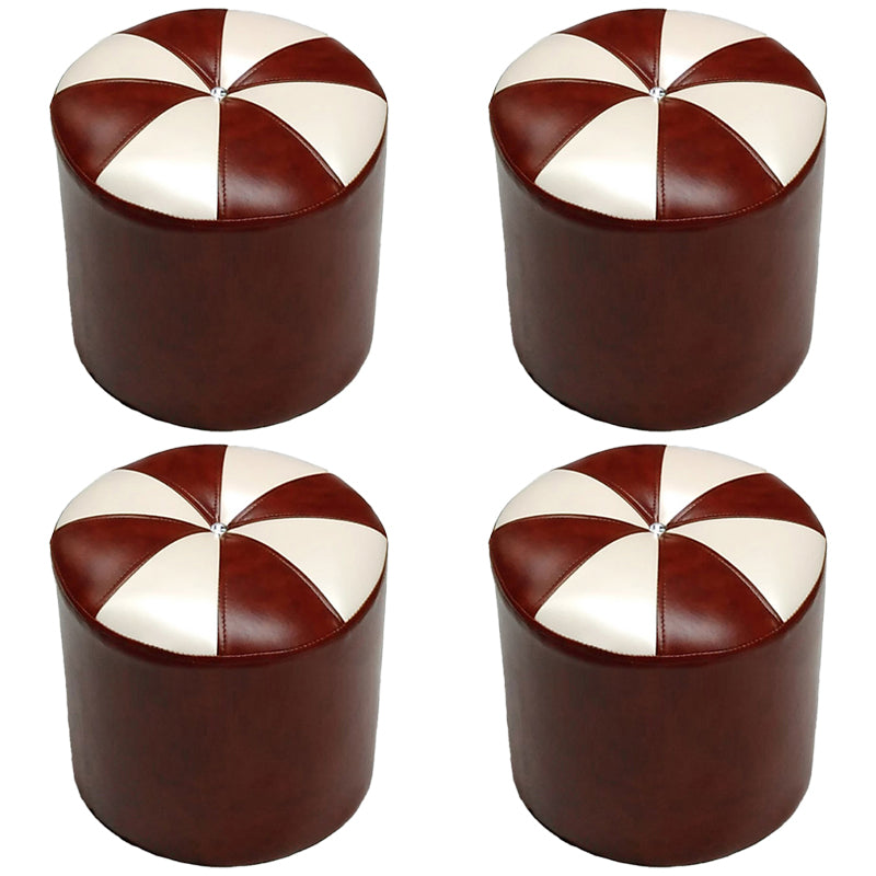 Dark Brown Round Pouf Stain Resistant Color Piece Pouf for Living Room 14.6"L x 14.6"W x 15"H Brown 4 Piece Set Clearhalo 'furn' 'furn_ottomans_poufs' 'Furniture' 'Living Room Furniture' 'Ottomans & Poufs' 'ottomans_poufs' 6360199