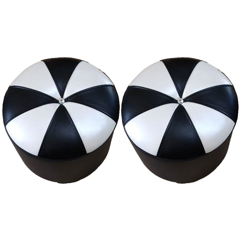 Dark Brown Round Pouf Stain Resistant Color Piece Pouf for Living Room 14.6"L x 14.6"W x 11.8"H Black 2 Piece Set Clearhalo 'furn' 'furn_ottomans_poufs' 'Furniture' 'Living Room Furniture' 'Ottomans & Poufs' 'ottomans_poufs' 6360201