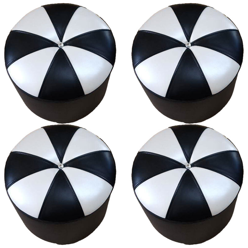 Dark Brown Round Pouf Stain Resistant Color Piece Pouf for Living Room 14.6"L x 14.6"W x 11.8"H Black 4 Piece Set Clearhalo 'furn' 'furn_ottomans_poufs' 'Furniture' 'Living Room Furniture' 'Ottomans & Poufs' 'ottomans_poufs' 6360203