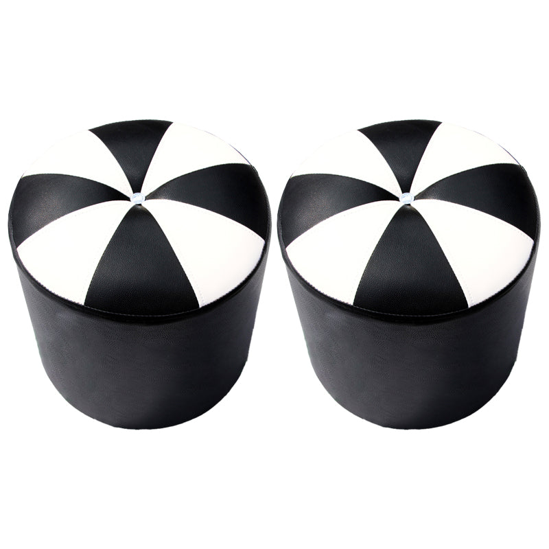 Dark Brown Round Pouf Stain Resistant Color Piece Pouf for Living Room 14.6"L x 14.6"W x 15"H Black 2 Piece Set Clearhalo 'furn' 'furn_ottomans_poufs' 'Furniture' 'Living Room Furniture' 'Ottomans & Poufs' 'ottomans_poufs' 6360204