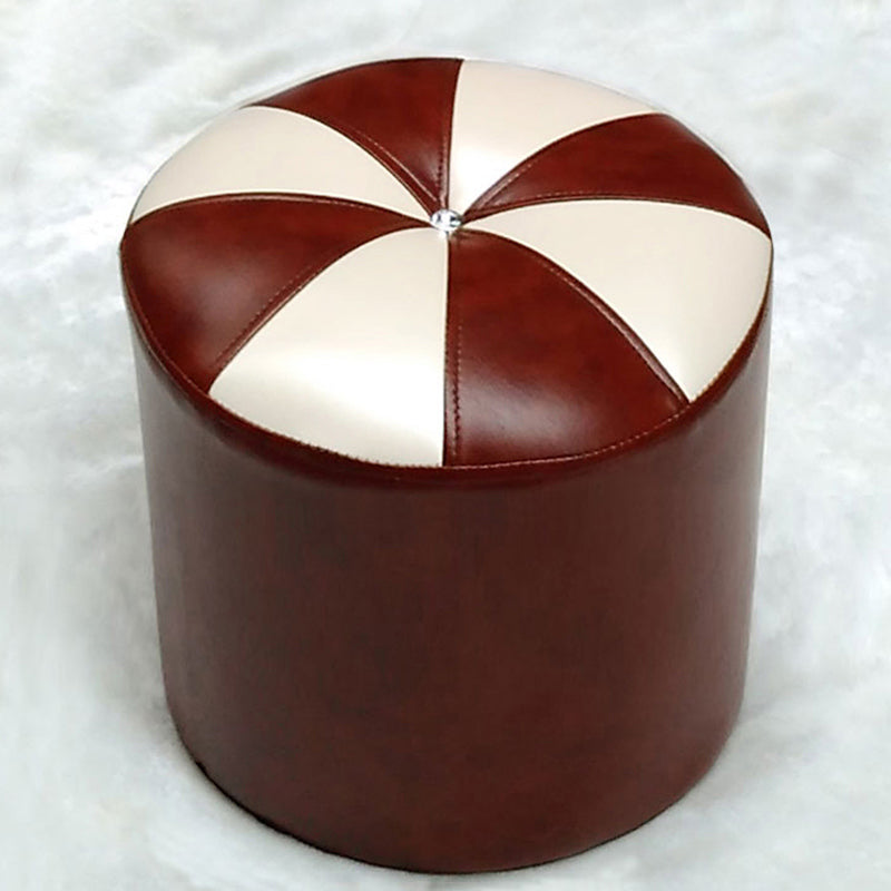 Dark Brown Round Pouf Stain Resistant Color Piece Pouf for Living Room 14.6"L x 14.6"W x 15"H Brown 1 Piece Clearhalo 'furn' 'furn_ottomans_poufs' 'Furniture' 'Living Room Furniture' 'Ottomans & Poufs' 'ottomans_poufs' 6360205
