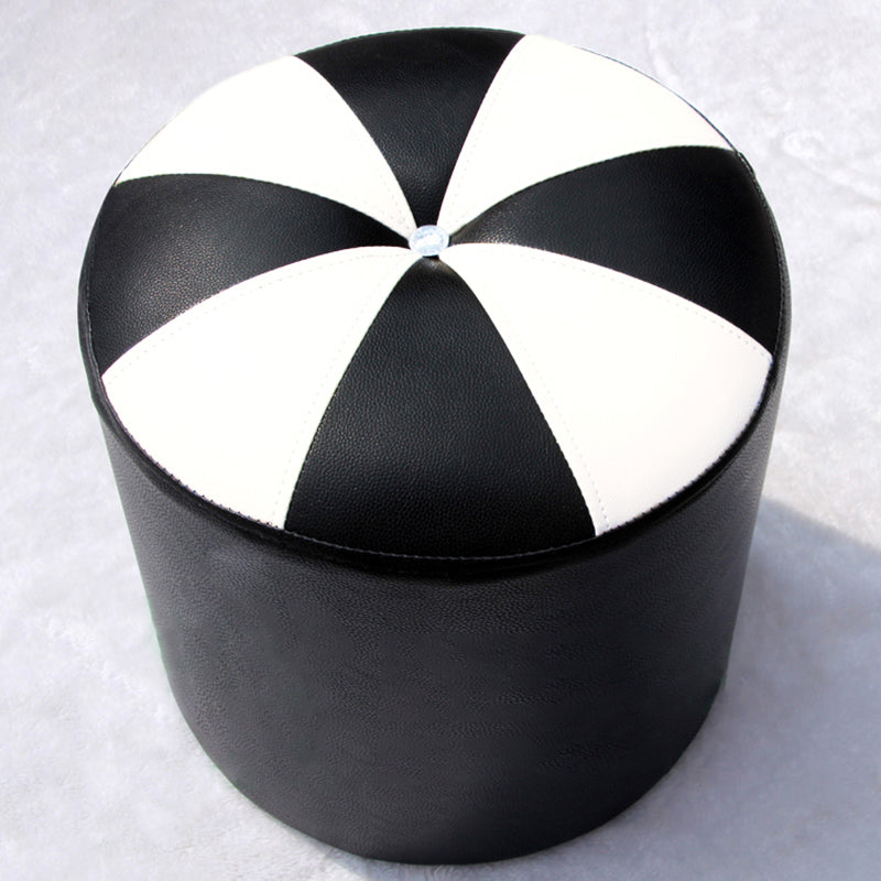 Dark Brown Round Pouf Stain Resistant Color Piece Pouf for Living Room 14.6"L x 14.6"W x 15"H Black 1 Piece Clearhalo 'furn' 'furn_ottomans_poufs' 'Furniture' 'Living Room Furniture' 'Ottomans & Poufs' 'ottomans_poufs' 6360206