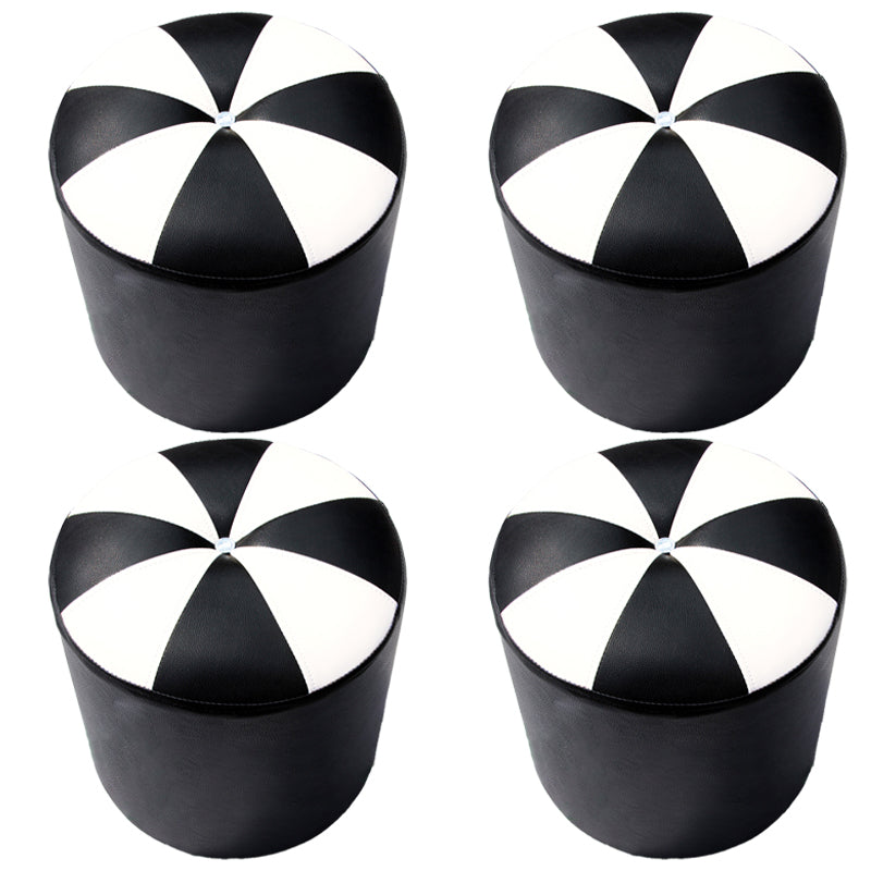 Dark Brown Round Pouf Stain Resistant Color Piece Pouf for Living Room 14.6"L x 14.6"W x 15"H Black 4 Piece Set Clearhalo 'furn' 'furn_ottomans_poufs' 'Furniture' 'Living Room Furniture' 'Ottomans & Poufs' 'ottomans_poufs' 6360207