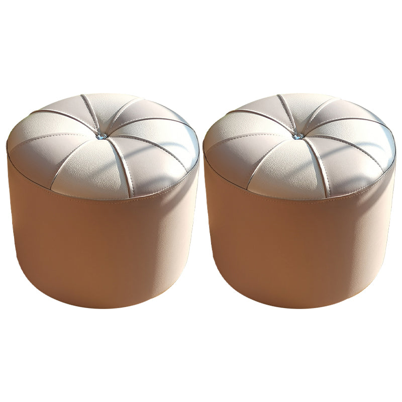 Dark Brown Round Pouf Stain Resistant Color Piece Pouf for Living Room 14.6"L x 14.6"W x 11.8"H Gray-White 2 Piece Set Clearhalo 'furn' 'furn_ottomans_poufs' 'Furniture' 'Living Room Furniture' 'Ottomans & Poufs' 'ottomans_poufs' 6360209