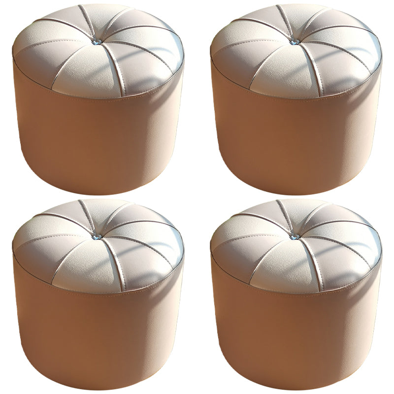 Dark Brown Round Pouf Stain Resistant Color Piece Pouf for Living Room 14.6"L x 14.6"W x 11.8"H Gray-White 4 Piece Set Clearhalo 'furn' 'furn_ottomans_poufs' 'Furniture' 'Living Room Furniture' 'Ottomans & Poufs' 'ottomans_poufs' 6360210