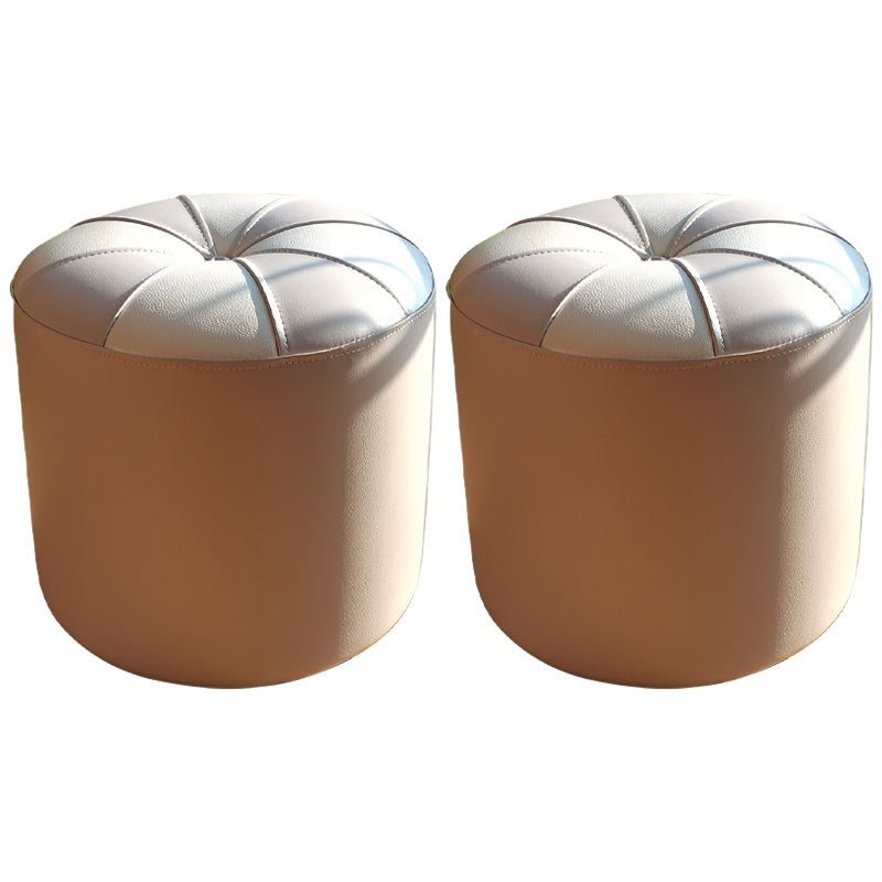 Dark Brown Round Pouf Stain Resistant Color Piece Pouf for Living Room 14.6"L x 14.6"W x 15"H Gray-White 2 Piece Set Clearhalo 'furn' 'furn_ottomans_poufs' 'Furniture' 'Living Room Furniture' 'Ottomans & Poufs' 'ottomans_poufs' 6360211