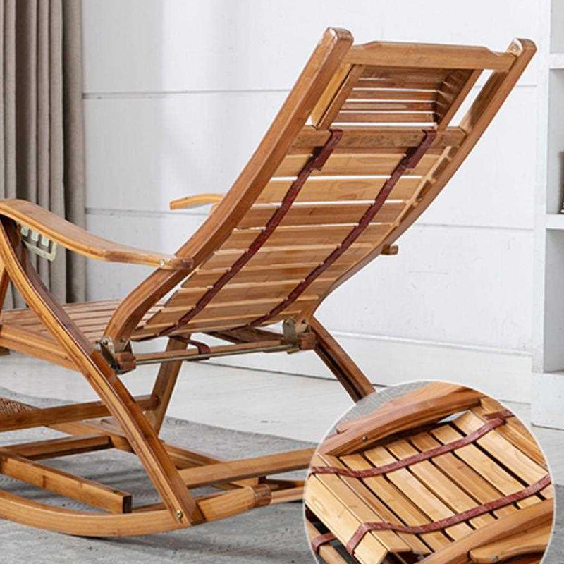 Chaise de culbuteur moderne brune bois chaise à bascule inclinable avec tufted