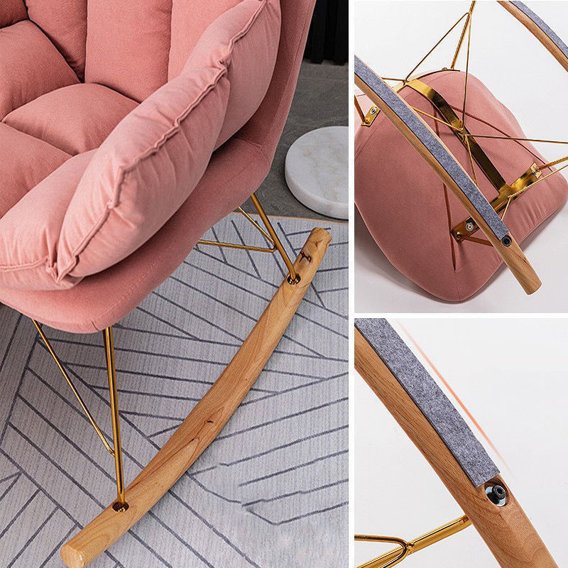 Silla de balancín de terciopelo de cojines removibles modernos para sala de estar para sala de estar