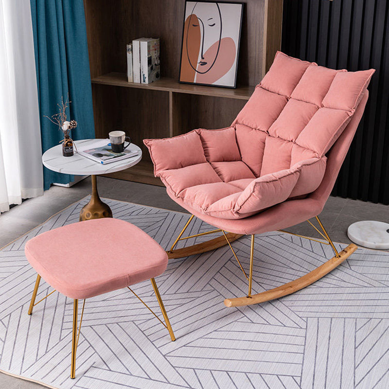 Silla de balancín de terciopelo de cojines removibles modernos para sala de estar para sala de estar