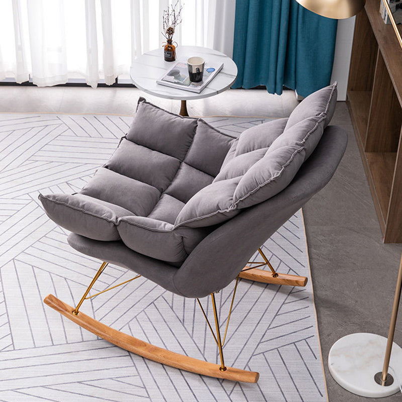 Silla de balancín de terciopelo de cojines removibles modernos para sala de estar para sala de estar