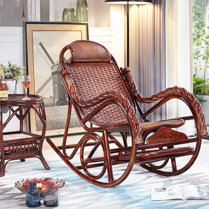 Woven Rope Rocking Chair Rattan Traditional Solid Rocking Accent Chair with Cushions Clearhalo 'Chairs & Seating' 'furn' 'furn_rocking_chairs' 'Furniture' 'Living Room Furniture' 'Rocking Chairs' 'rocking_chairs' 6362450
