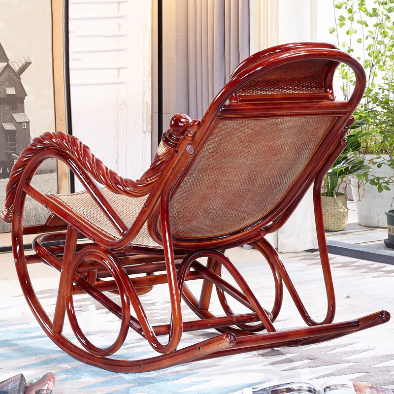 Woven Rope Rocking Chair Rattan Traditional Solid Rocking Accent Chair with Cushions Clearhalo 'Chairs & Seating' 'furn' 'furn_rocking_chairs' 'Furniture' 'Living Room Furniture' 'Rocking Chairs' 'rocking_chairs' 6362452