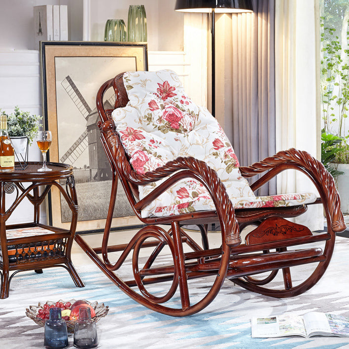 Woven Rope Rocking Chair Rattan Traditional Solid Rocking Accent Chair with Cushions Clearhalo 'Chairs & Seating' 'furn' 'furn_rocking_chairs' 'Furniture' 'Living Room Furniture' 'Rocking Chairs' 'rocking_chairs' 6362458
