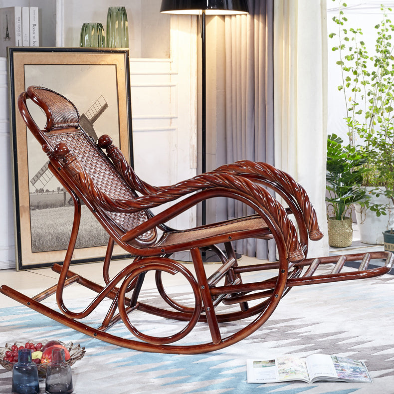 Woven Rope Rocking Chair Rattan Traditional Solid Rocking Accent Chair with Cushions Clearhalo 'Chairs & Seating' 'furn' 'furn_rocking_chairs' 'Furniture' 'Living Room Furniture' 'Rocking Chairs' 'rocking_chairs' 6362460