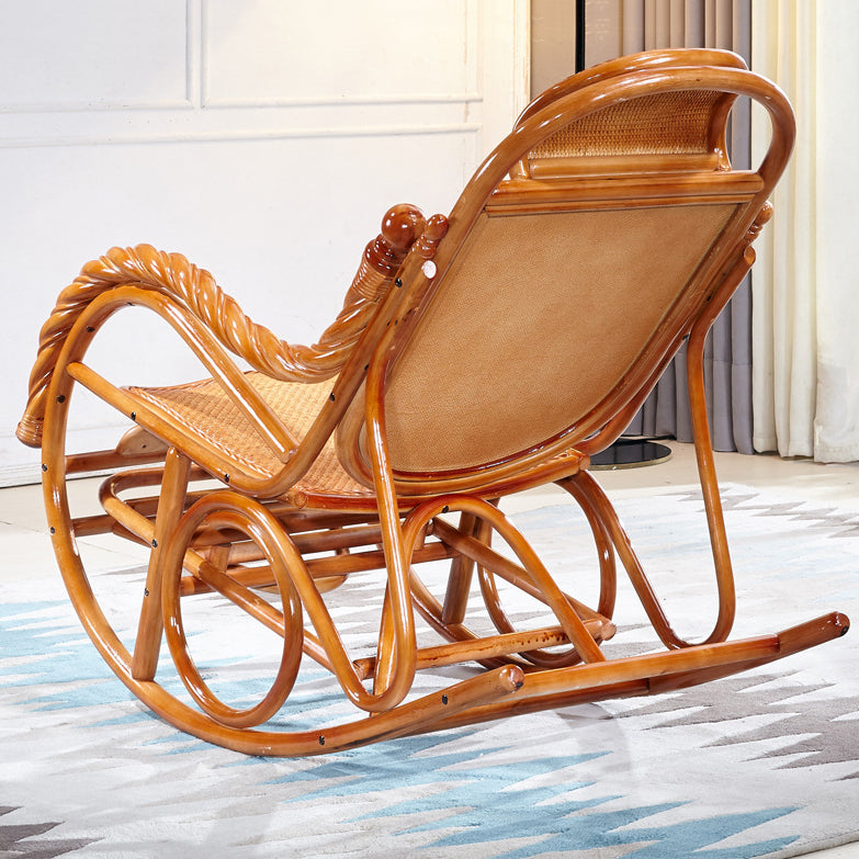 Woven Rope Rocking Chair Rattan Traditional Solid Rocking Accent Chair with Cushions Clearhalo 'Chairs & Seating' 'furn' 'furn_rocking_chairs' 'Furniture' 'Living Room Furniture' 'Rocking Chairs' 'rocking_chairs' 6362462