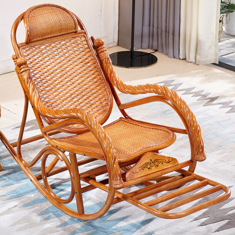 Woven Rope Rocking Chair Rattan Traditional Solid Rocking Accent Chair with Cushions Clearhalo 'Chairs & Seating' 'furn' 'furn_rocking_chairs' 'Furniture' 'Living Room Furniture' 'Rocking Chairs' 'rocking_chairs' 6362463