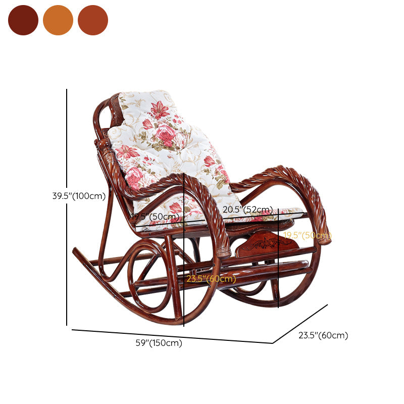 Woven Rope Rocking Chair Rattan Traditional Solid Rocking Accent Chair with Cushions Clearhalo 'Chairs & Seating' 'furn' 'furn_rocking_chairs' 'Furniture' 'Living Room Furniture' 'Rocking Chairs' 'rocking_chairs' 6362464