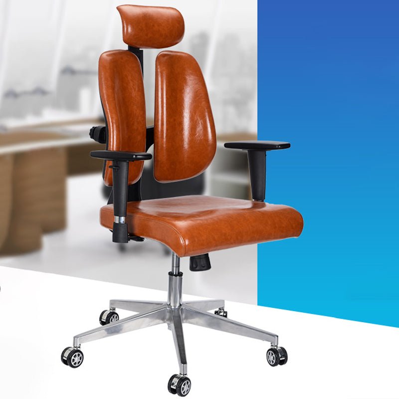Silla de escritorio moderna Silla ejecutiva de cuero Silla con respaldo alto en marrón