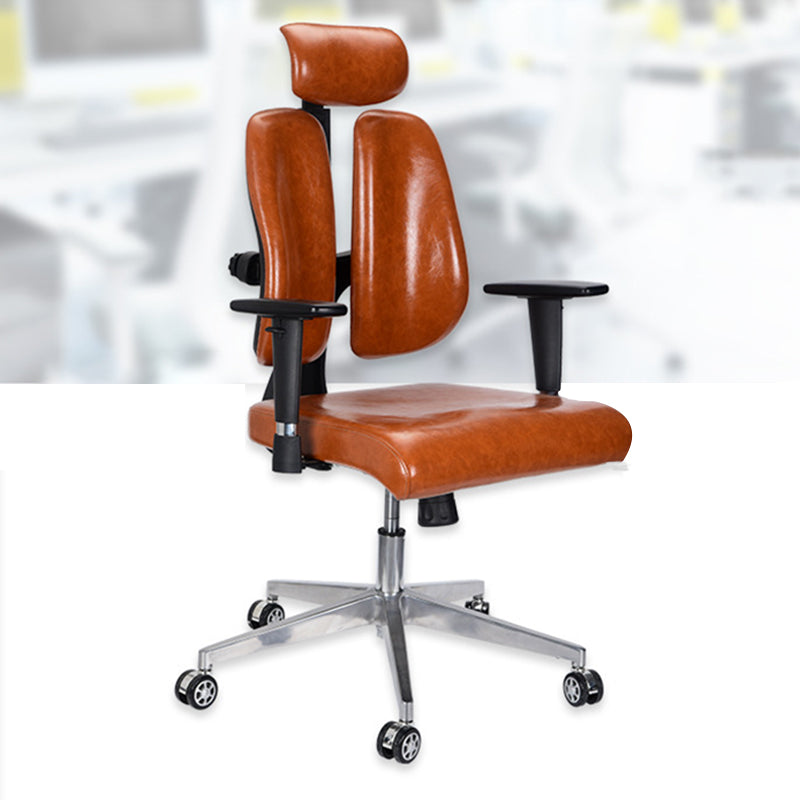 Silla de escritorio moderna Silla ejecutiva de cuero Silla con respaldo alto en marrón