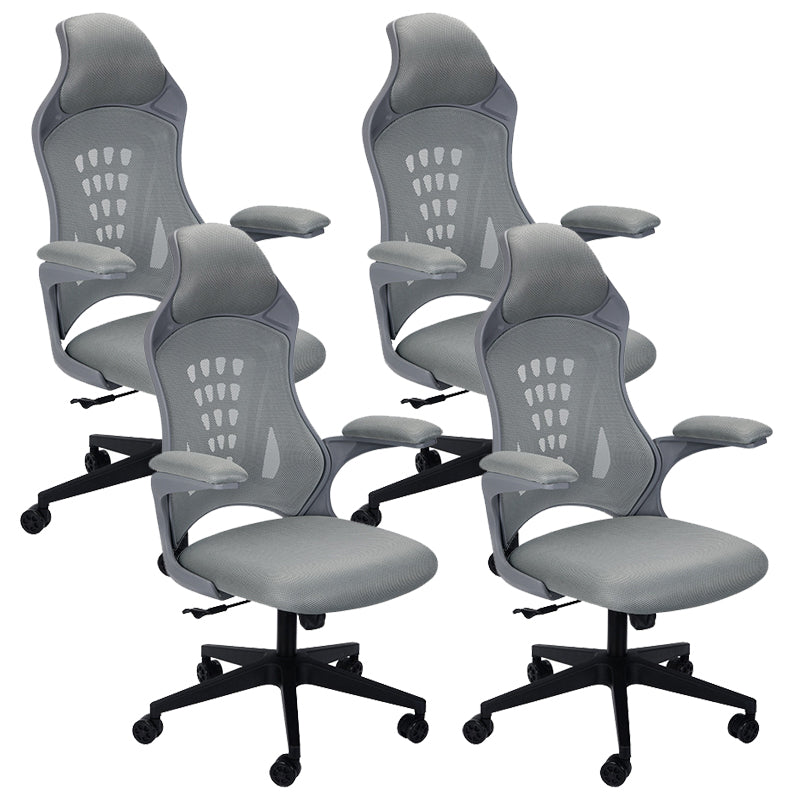 Modern Desk Chair Mesh Swivel Executive Chair High-Back Chair in Gray 4 Piece Set Clearhalo 'furn' 'furn_office_chair' 'Furniture' 'Office Chairs' 'Office Furniture' 'office_chair' 6362626