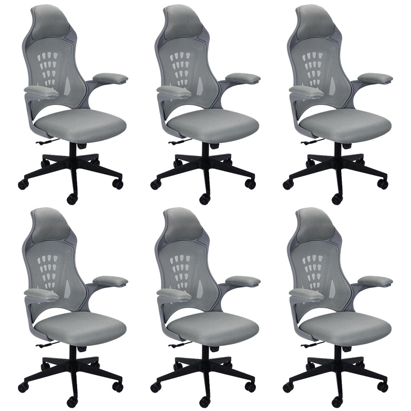 Modern Desk Chair Mesh Swivel Executive Chair High-Back Chair in Gray 6 Piece Set Clearhalo 'furn' 'furn_office_chair' 'Furniture' 'Office Chairs' 'Office Furniture' 'office_chair' 6362628