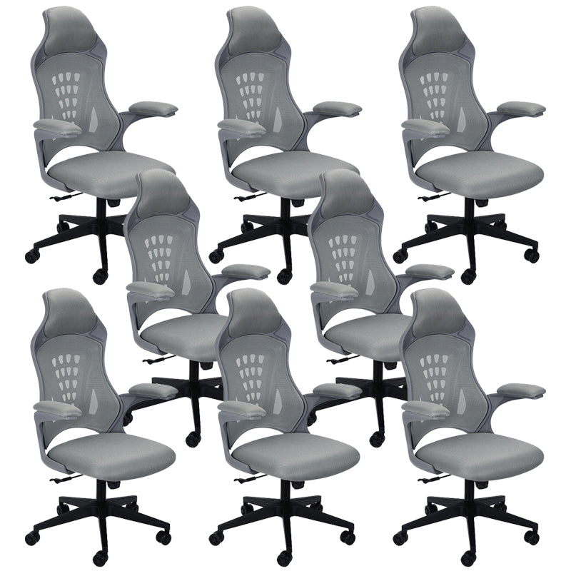 Modern Desk Chair Mesh Swivel Executive Chair High-Back Chair in Gray 8 Piece Set Clearhalo 'furn' 'furn_office_chair' 'Furniture' 'Office Chairs' 'Office Furniture' 'office_chair' 6362630