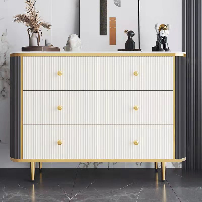 Cuffet da pranzo in stile glam Stone 33 "H buffet latestine con cassetti