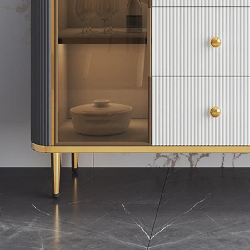 Cuffet da pranzo in stile glam Stone 33 "H buffet latestine con cassetti