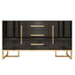 Glam Sideboard Buffet 3 Drawers and 2 Doors Cabinets Matte High Gloss Sideboard Clearhalo 'buffet_sideboard' 'Buffets & Sideboards' 'furn' 'furn_buffet_sideboard' 'Furniture' 'Kitchen & Dining Furniture' 6362649