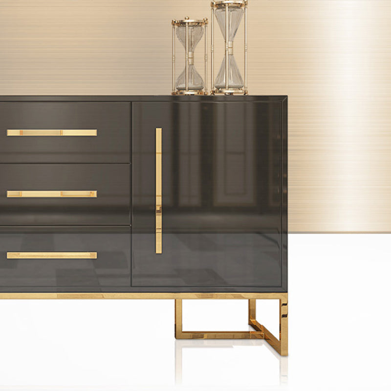 Glam Sideboard Buffet 3 Drawers and 2 Doors Cabinets Matte High Gloss Sideboard Clearhalo 'buffet_sideboard' 'Buffets & Sideboards' 'furn' 'furn_buffet_sideboard' 'Furniture' 'Kitchen & Dining Furniture' 6362650