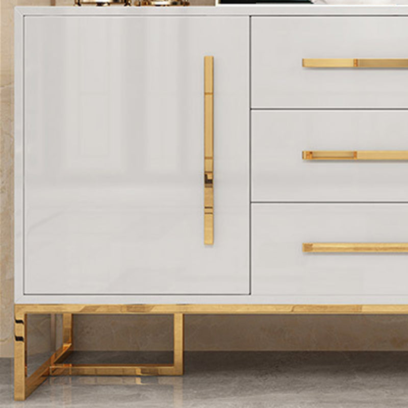 Glam Sideboard Buffet 3 Drawers and 2 Doors Cabinets Matte High Gloss Sideboard Clearhalo 'buffet_sideboard' 'Buffets & Sideboards' 'furn' 'furn_buffet_sideboard' 'Furniture' 'Kitchen & Dining Furniture' 6362653