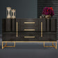 Glam Sideboard Buffet 3 Drawers and 2 Doors Cabinets Matte High Gloss Sideboard Clearhalo 'buffet_sideboard' 'Buffets & Sideboards' 'furn' 'furn_buffet_sideboard' 'Furniture' 'Kitchen & Dining Furniture' 6362655