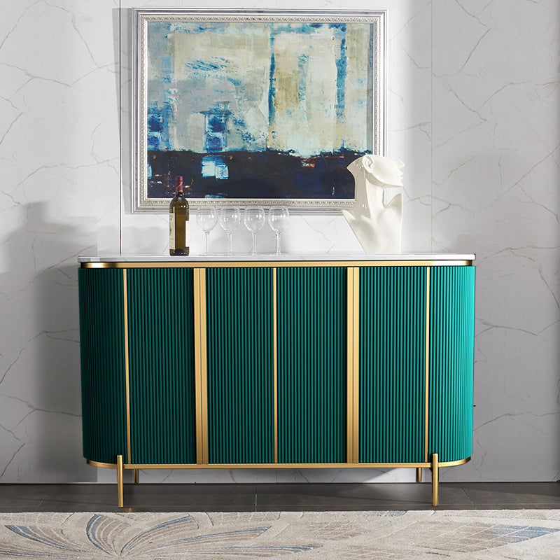 Contemporary Dining Buffet Marble Sideboard Table with Cabinets 59"L x 16"W x 36"H Blackish Green Clearhalo 'buffet_sideboard' 'Buffets & Sideboards' 'furn' 'furn_buffet_sideboard' 'Furniture' 'Kitchen & Dining Furniture' 6362659