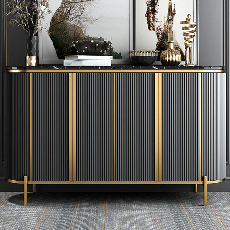 Contemporary Dining Buffet Marble Sideboard Table with Cabinets 59"L x 16"W x 36"H Grey Clearhalo 'buffet_sideboard' 'Buffets & Sideboards' 'furn' 'furn_buffet_sideboard' 'Furniture' 'Kitchen & Dining Furniture' 6362661