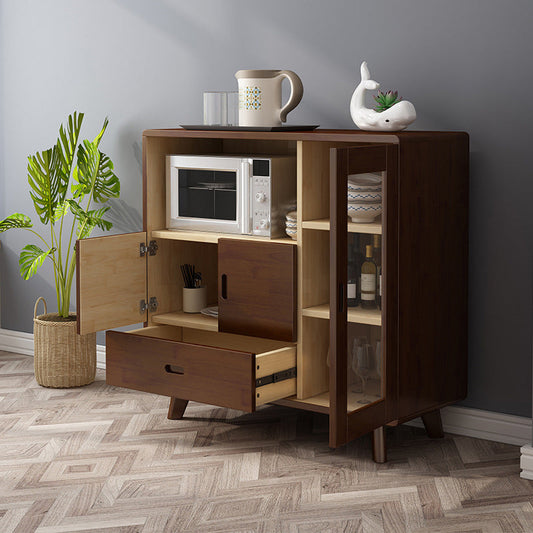 Legno a buffet da pranzo contemporaneo 38,4 "Sideboard H con cassetti e armadi