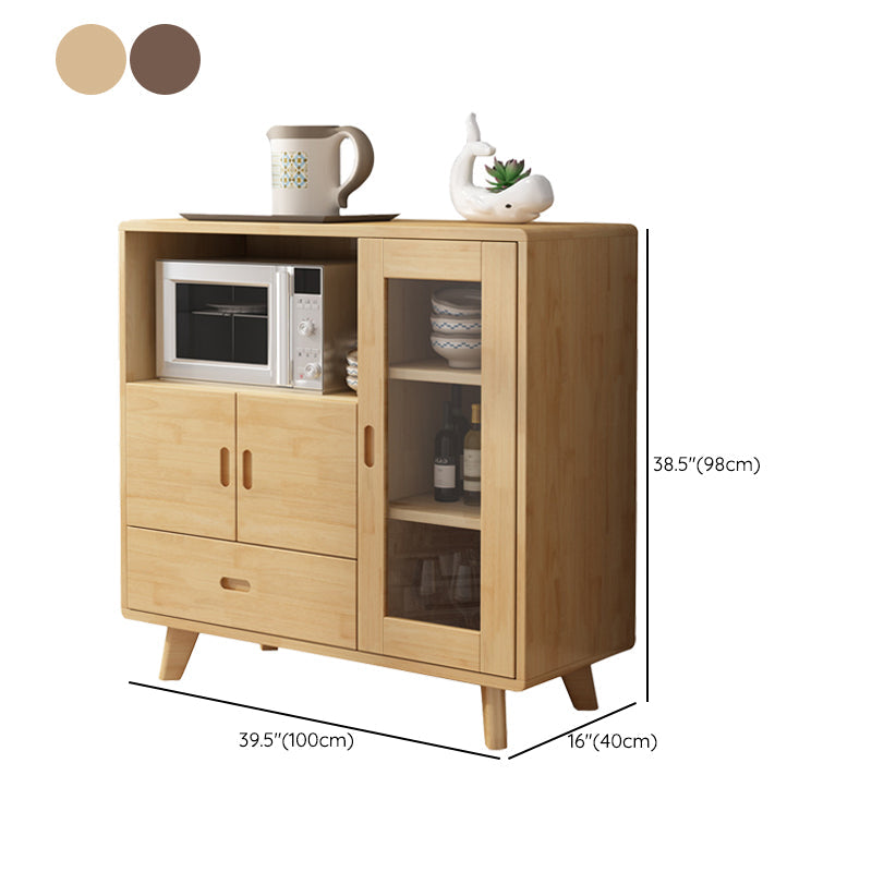 Buffet de restauration contemporain bois massif 38,4 "H buffet avec tiroirs et armoires