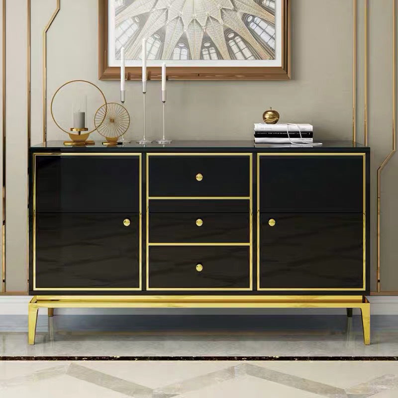 Glam Sideboard Buffet Mirrored 3 Drawers and 2 Doors Cabinets Buffet Sideboard Clearhalo 'buffet_sideboard' 'Buffets & Sideboards' 'furn' 'furn_buffet_sideboard' 'Furniture' 'Kitchen & Dining Furniture' 6362729