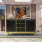 Glam Sideboard Buffet Mirrored 3 Drawers and 2 Doors Cabinets Buffet Sideboard Clearhalo 'buffet_sideboard' 'Buffets & Sideboards' 'furn' 'furn_buffet_sideboard' 'Furniture' 'Kitchen & Dining Furniture' 6362731