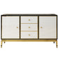 Glam Sideboard Buffet Mirrored 3 Drawers and 2 Doors Cabinets Buffet Sideboard 47"L x 16"W x 31"H Black White Clearhalo 'buffet_sideboard' 'Buffets & Sideboards' 'furn' 'furn_buffet_sideboard' 'Furniture' 'Kitchen & Dining Furniture' 6362732