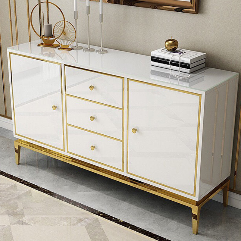 Glam Sideboard Buffet Mirrored 3 Drawers and 2 Doors Cabinets Buffet Sideboard Clearhalo 'buffet_sideboard' 'Buffets & Sideboards' 'furn' 'furn_buffet_sideboard' 'Furniture' 'Kitchen & Dining Furniture' 6362735