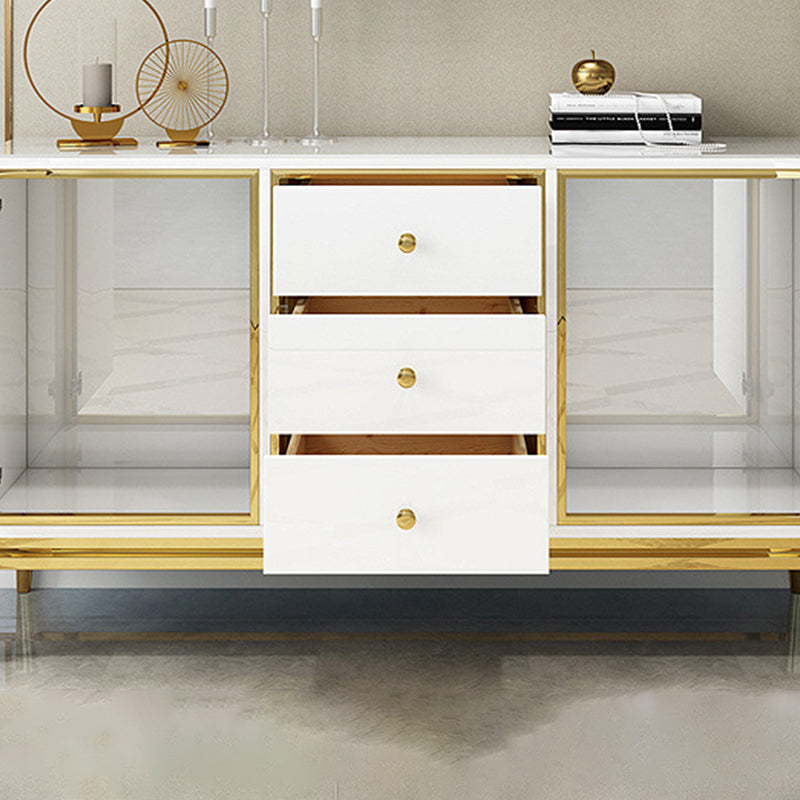 Glam Sideboard Buffet Mirrored 3 Drawers and 2 Doors Cabinets Buffet Sideboard Clearhalo 'buffet_sideboard' 'Buffets & Sideboards' 'furn' 'furn_buffet_sideboard' 'Furniture' 'Kitchen & Dining Furniture' 6362744