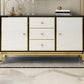 Glam Sideboard Buffet Mirrored 3 Drawers and 2 Doors Cabinets Buffet Sideboard Clearhalo 'buffet_sideboard' 'Buffets & Sideboards' 'furn' 'furn_buffet_sideboard' 'Furniture' 'Kitchen & Dining Furniture' 6362745