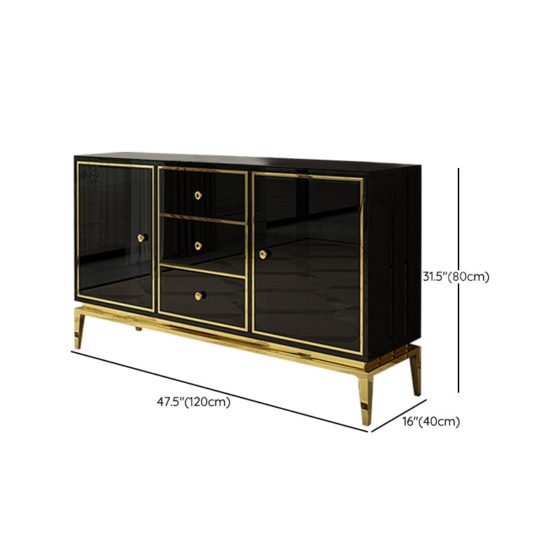 Glam Sideboard Buffet Mirrored 3 Drawers and 2 Doors Cabinets Buffet Sideboard Clearhalo 'buffet_sideboard' 'Buffets & Sideboards' 'furn' 'furn_buffet_sideboard' 'Furniture' 'Kitchen & Dining Furniture' 6362748